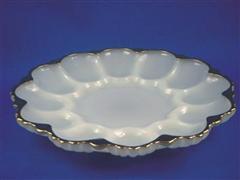 Egg Plate White with Gold rim