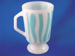 Footed Mug Curved Stripe Blue