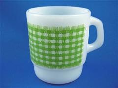 Gingham Cereal Mug  Light Green
