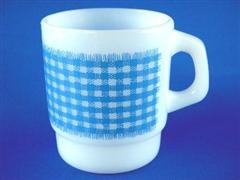 Gingham Cereal Mug Light Blue