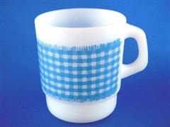 Gingham Cereal Mug  Light Blue