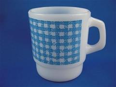 Square Gingham Mug  Light Blue