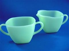 Jadeite Charm Suger & Creamer