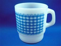 Gingham Mug  Light Blue