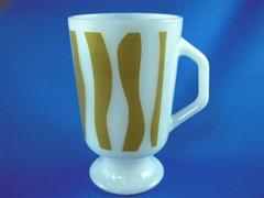 Footed Mug Curved Stripe Olive