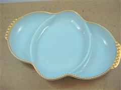 Relish Tray Turquoise Blue Goldrim