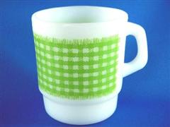 Gingham Cereal Mug  Light Green