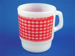 Gingham Cereal Mug  Red