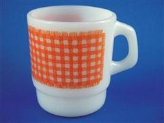 Gingham Cereal Mug  Orange