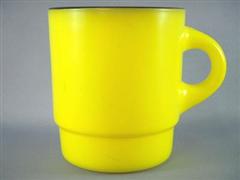 Stacking Color Mug Yellow Round Handle Black Rim