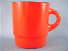 Stacking Color Mug Red Round Handle Black Rim