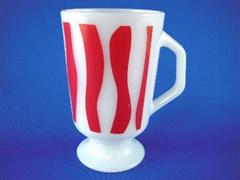 Footed Mug Curved Stripe Red