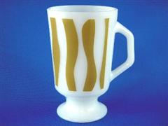 Footed Mug Curved Stripe Olive